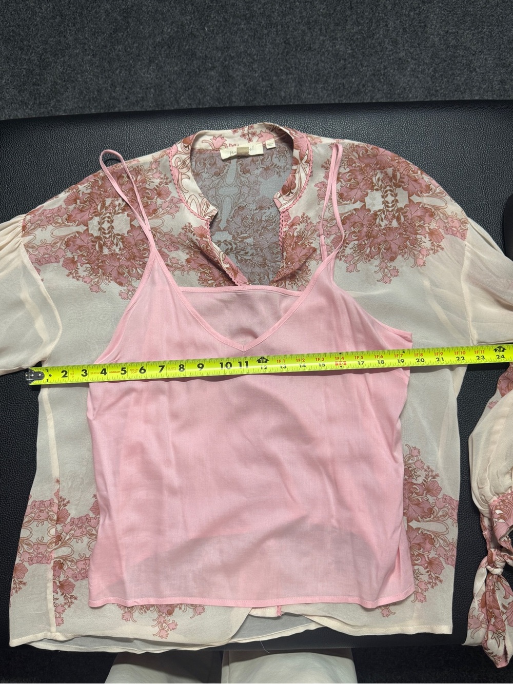 Anthropologie Forever That Girl Silk floral blouse with bow sleeves and camisole - Picture 12 of 13